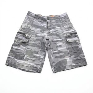Urban Pipeline Men's Cargo Shorts Size 32 Gray Camo Camouflage Ripstop Cotton